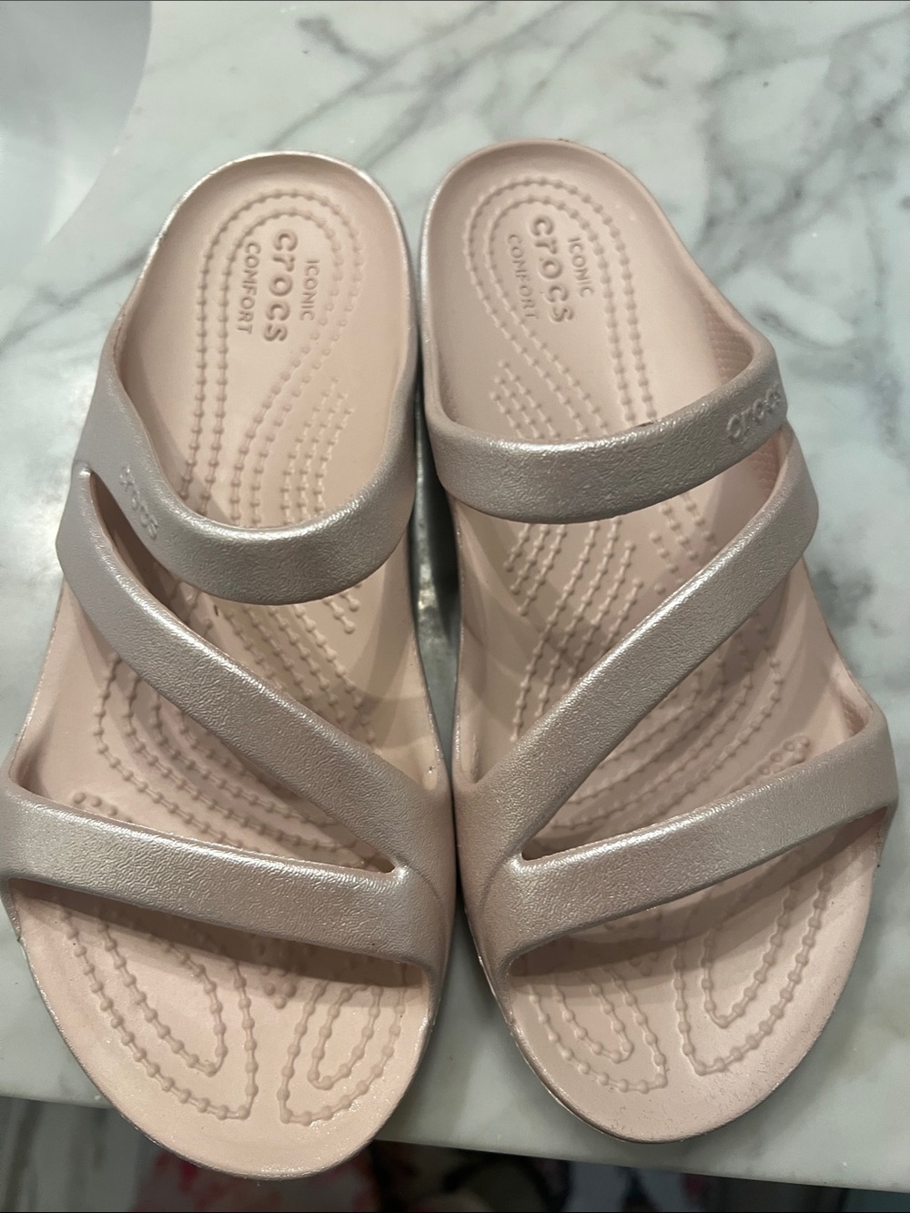 CROCS Women’s Metallic Blush Slide Sandals